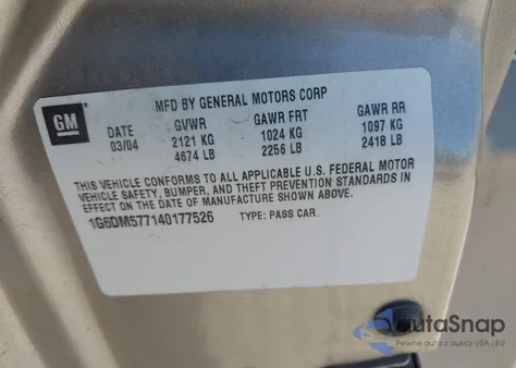 2004 Cadillac Cts Standard z USA, uszkodzony, nr VIN 1G6DM577140177526